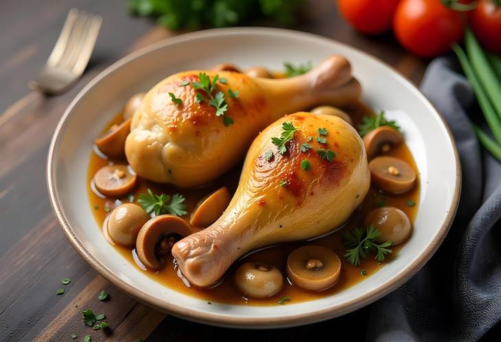 Flavorful Baked Chicken Legs with Mushrooms and Vegetables